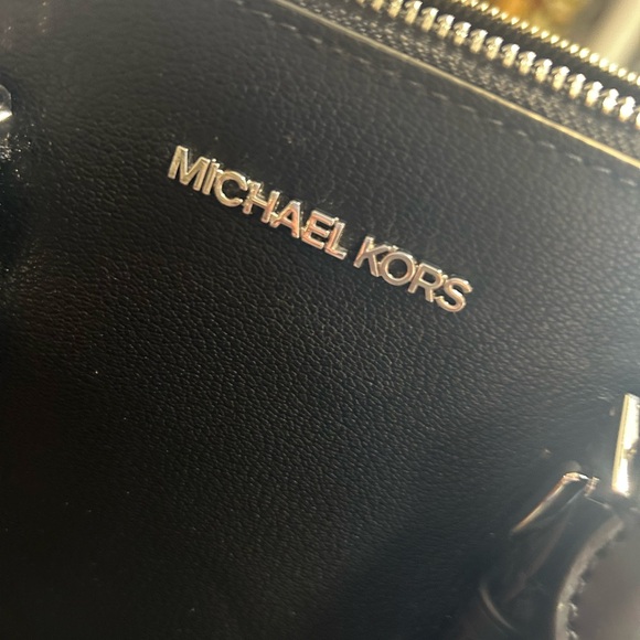 Michael Kors Black Leather Charlotte Large Satchel Women's Bag - Picture 2 of 10